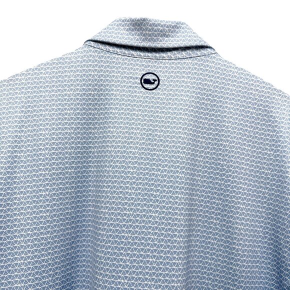 VINEYARD VINES Mens Polo Shirt Large Light Blue Print Performance Golf Preppy - Picture 5 of 9
